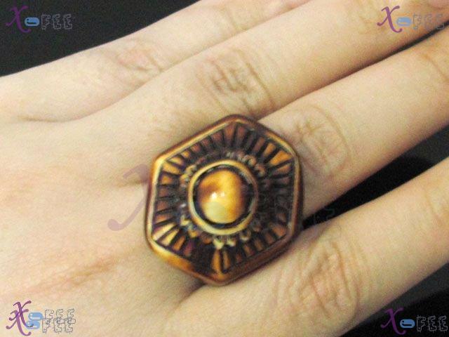 tsr00056 Hot Fashion Tibetan Jewelry Retro Bone Imitation Unisex Hexagon Sun Flower Ring 4