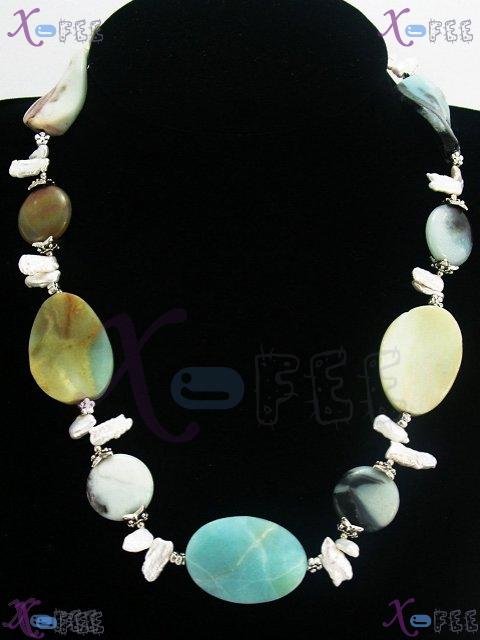 tsxl00327 Magic Tibet Collection Fashion Jewelry Ornament Elliptical Pearl Agate Necklace 1