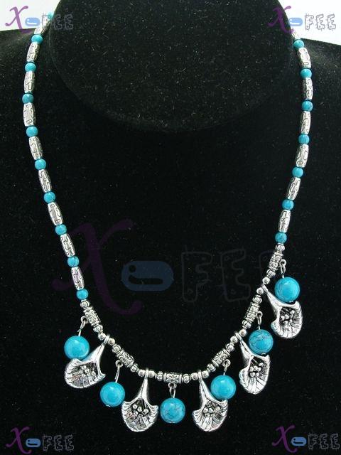 tsxl00381 NEW Tibet Jewelry Turquoise Beads Silver Alloy CHARMS Tubes Handmade Necklace 1