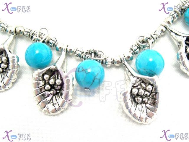 tsxl00381 NEW Tibet Jewelry Turquoise Beads Silver Alloy CHARMS Tubes Handmade Necklace 2