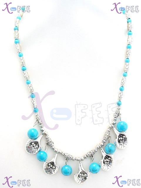 tsxl00381 NEW Tibet Jewelry Turquoise Beads Silver Alloy CHARMS Tubes Handmade Necklace 3