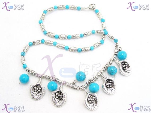 tsxl00381 NEW Tibet Jewelry Turquoise Beads Silver Alloy CHARMS Tubes Handmade Necklace 4