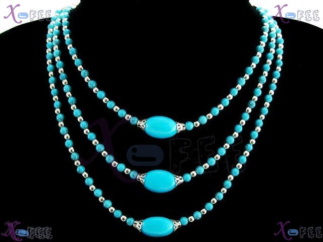 tsxl00517 Hot Collection Fashion Jewelry Ornament Turquoise Carved Tibet Silver Necklace 1