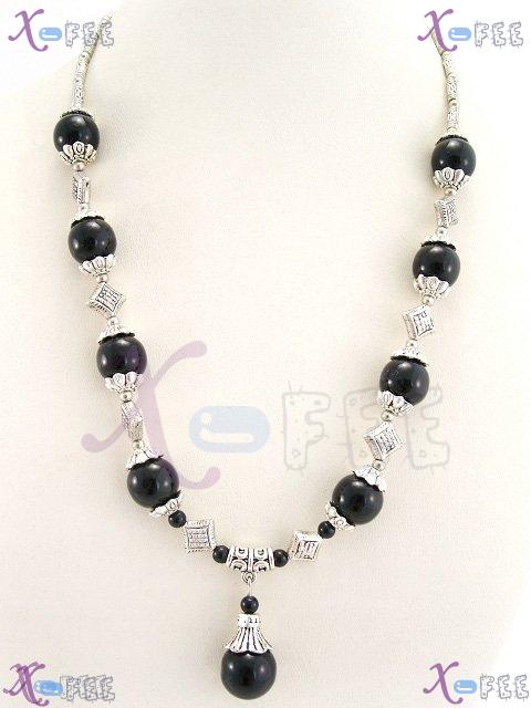 tsxl00594 Tibet Silver Collection Fashion Jewelry Ornament Black Onyx Handmade Necklace 1