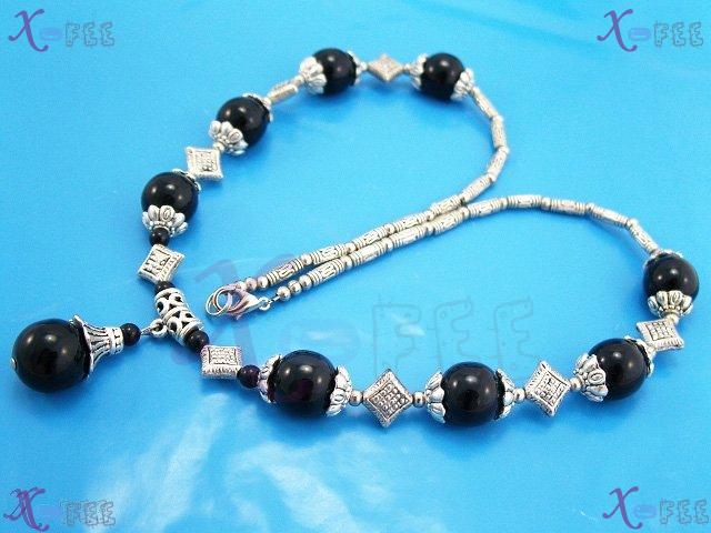 tsxl00594 Tibet Silver Collection Fashion Jewelry Ornament Black Onyx Handmade Necklace 3