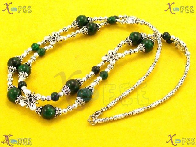 tsxl00606 New Tibetan Fashion Jewelry Ethnic Flower Malachite Silver China Tribe Necklace 2