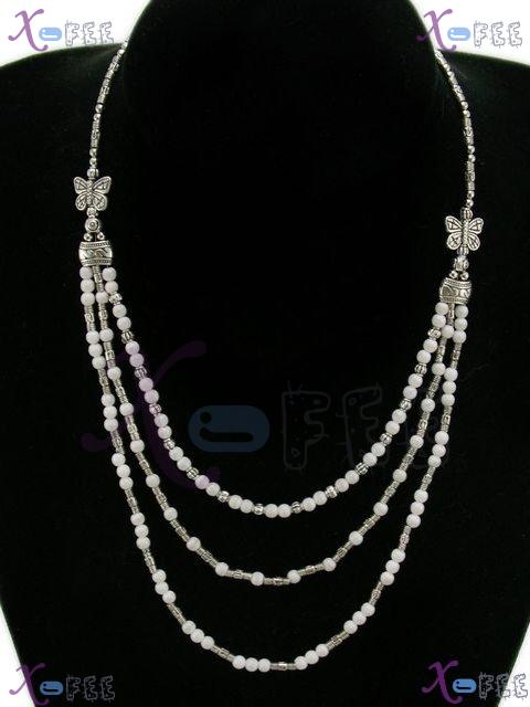 tsxl00749 Woman NEW Tibetan Silver Fashion Jewelry White Jade Minority Tribal Necklace 1