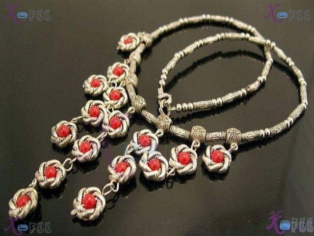 tsxl00752 Tibet Silver Collection Fashion Jewelry Ornament Beads Red Coral Choker Necklace 4
