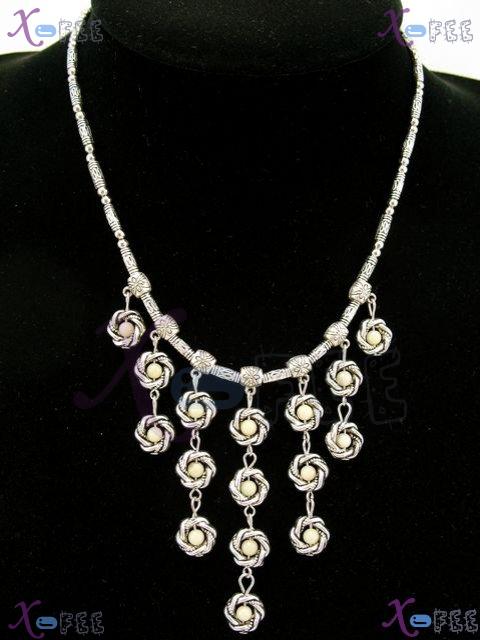 tsxl00756 Tribal Tibet Silver Fashion Jewelry Topaz Beads Choker WOMAN Minority Necklace 1