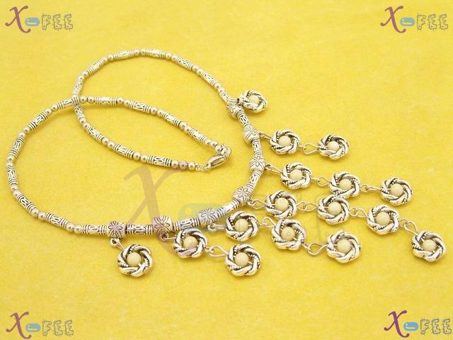 tsxl00756 Tribal Tibet Silver Fashion Jewelry Topaz Beads Choker WOMAN Minority Necklace 3