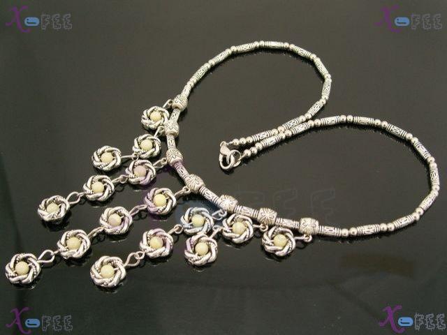 tsxl00756 Tribal Tibet Silver Fashion Jewelry Topaz Beads Choker WOMAN Minority Necklace 4