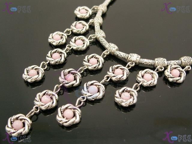 tsxl00758 New Tribe Tibet Silver Fashion Jewelry Pink Agate Choker Minority China Necklace 2