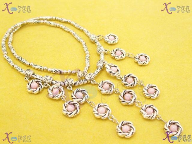 tsxl00758 New Tribe Tibet Silver Fashion Jewelry Pink Agate Choker Minority China Necklace 3