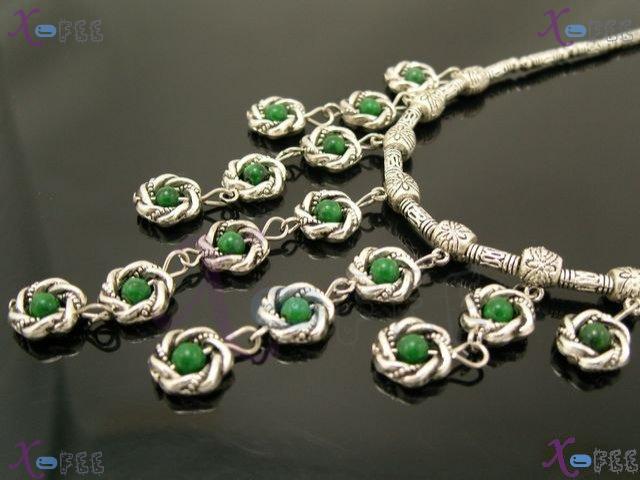 tsxl00762 Tribal Tibet Silver Trend Jewelry Malachite Beads Choker Minority China Necklace 2
