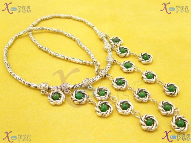tsxl00762 Tribal Tibet Silver Trend Jewelry Malachite Beads Choker Minority China Necklace 3