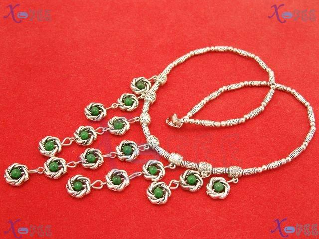 tsxl00762 Tribal Tibet Silver Trend Jewelry Malachite Beads Choker Minority China Necklace 4
