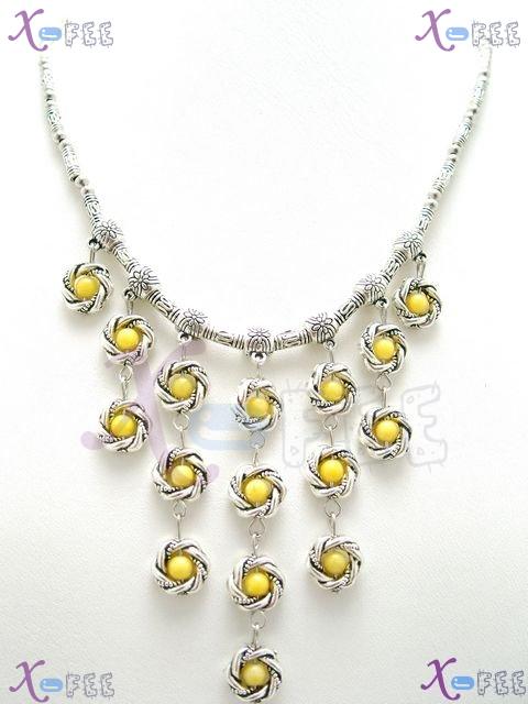 tsxl00767 Collection Fashion Jewelry China Topaz Blossom Tibet Silver Tube Choker Necklace 1