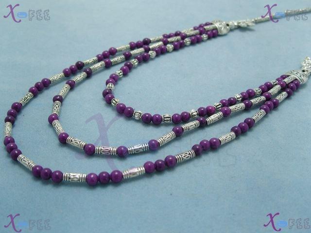 tsxl00768 Fashion Jewelry Purple Agate Butterfly Tibet Silver Alloy Tube Tribal Necklace 2