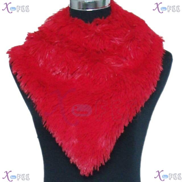 wb00023 Fashion Woman Red Lined Triangle Soft Plush Winter Neck Warmer Scarf Shawl Wrap 1