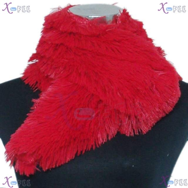 wb00023 Fashion Woman Red Lined Triangle Soft Plush Winter Neck Warmer Scarf Shawl Wrap 3