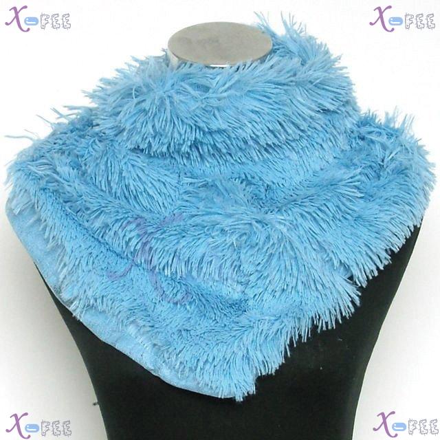 wb00026 Fashion Woman Blue Triangle Lined Plush Winter New Collar Wrap Neck Warmer Scarf 2