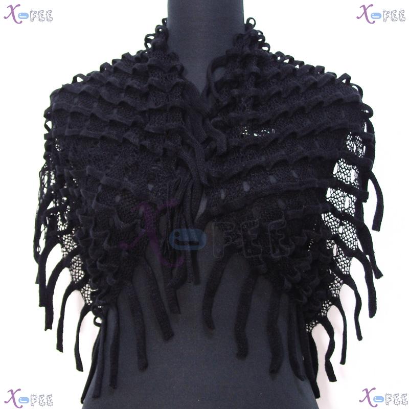 wb00030 NEW Soft Noodle Style Winter Warm Fashion Wool Acrylic Neck Warmer Black Scarf 3