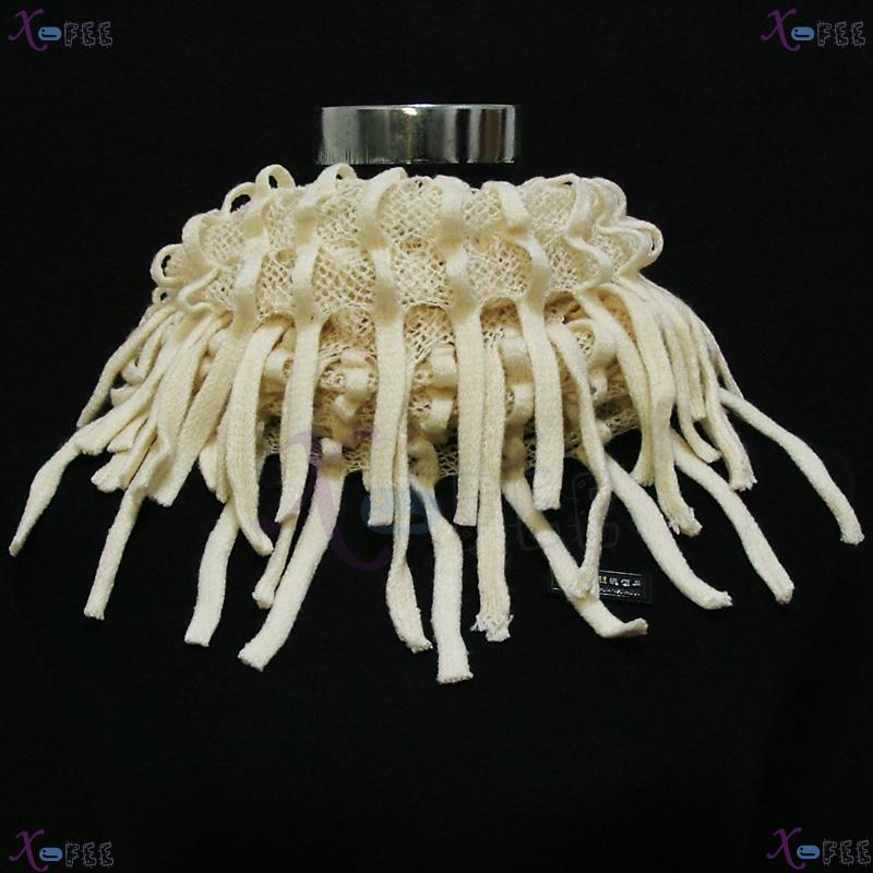 wb00036 Noodle Style Winter Warm Fashion Wool Acrylic Neck Warmer Cream-colored Scarf 3