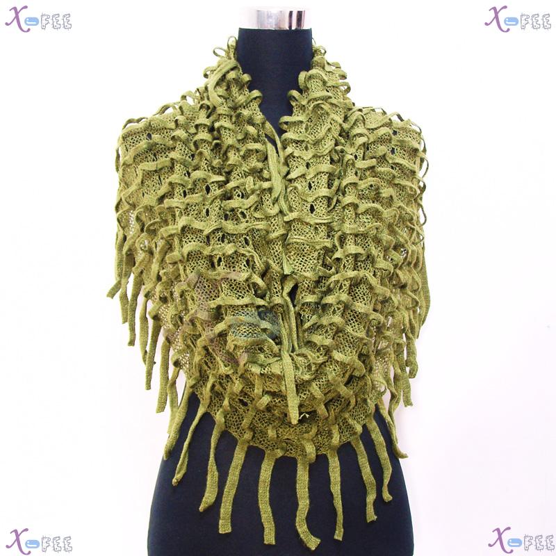 wb00038 NEW Soft Noodle Style Winter Warm Fashion Wool Acrylic Neck Warmer Green Scarf 2