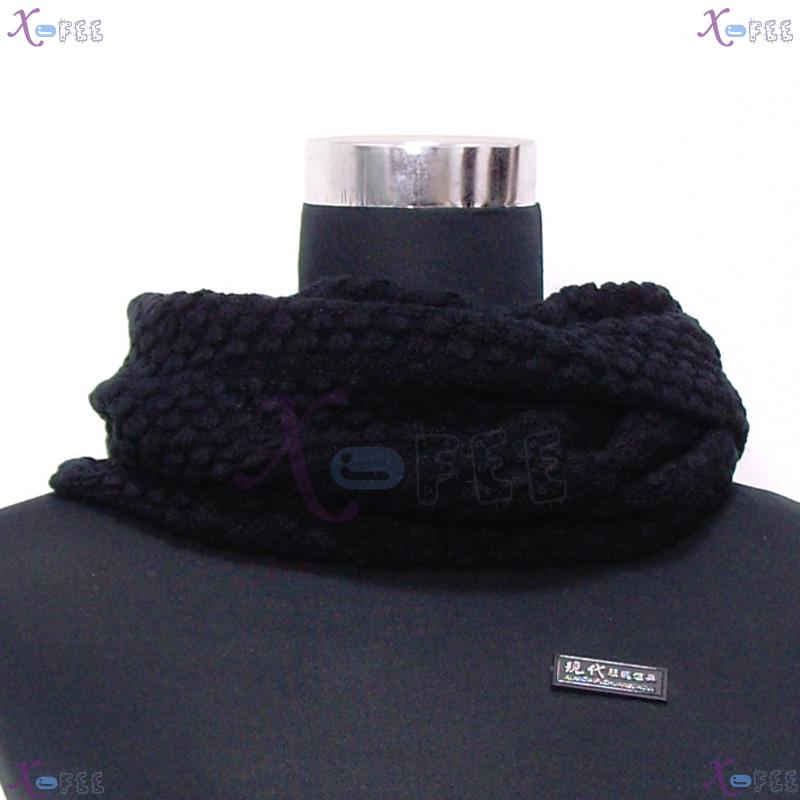 wb00039 Solid Color Black Winter Warm Fashion Wool Acrylic Neck Warmer Corn Style Scarf 3