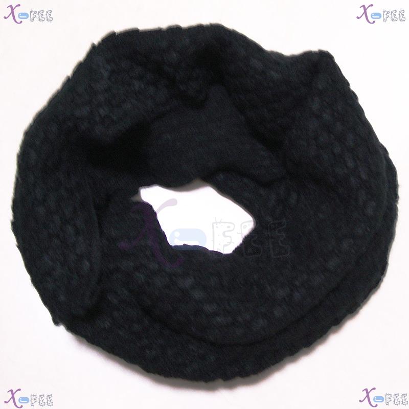 wb00039 Solid Color Black Winter Warm Fashion Wool Acrylic Neck Warmer Corn Style Scarf 4