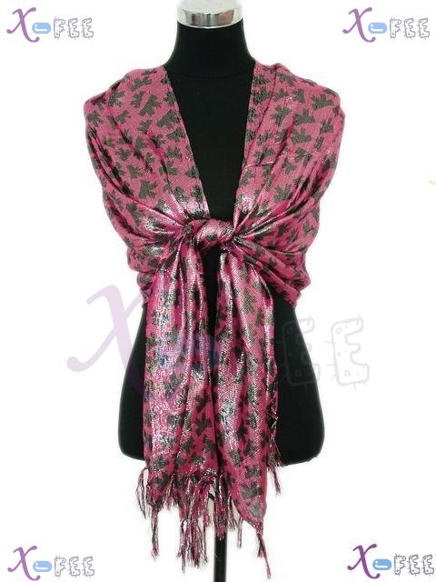 wjpj00379 New Woman Clothing Accessory Pink Metallic Yarn Cotton Bowknot Wrap Shawl Scarf 1