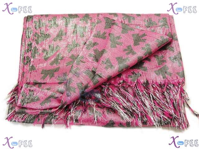 wjpj00379 New Woman Clothing Accessory Pink Metallic Yarn Cotton Bowknot Wrap Shawl Scarf 2