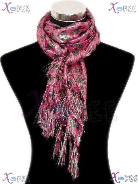 wjpj00379 New Woman Clothing Accessory Pink Metallic Yarn Cotton Bowknot Wrap Shawl Scarf 4