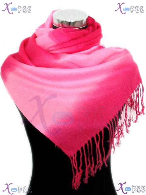 wjpj00408 Gradual Change Pink Stripe Pashmina Fashion Woman Winter Warm Shawl Scarf Wrap 1