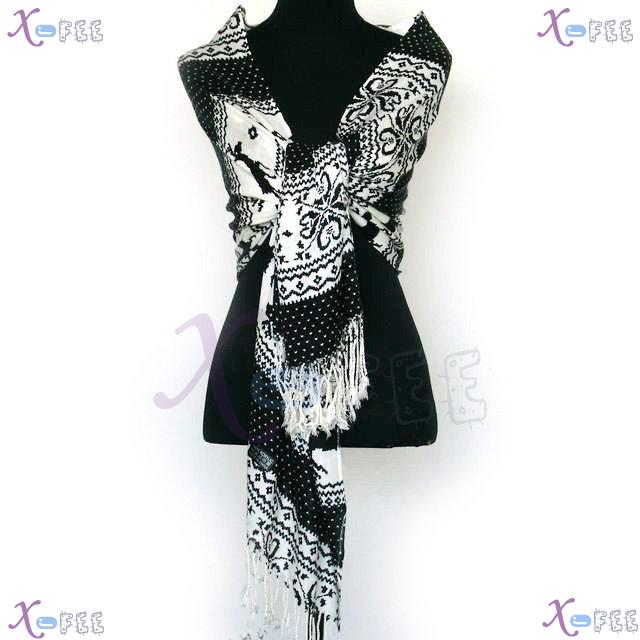 wjpj00547 Black&White Fashion Deer Twill Weave High-Quality Winter Warm Wrap Scarf Shawl 2