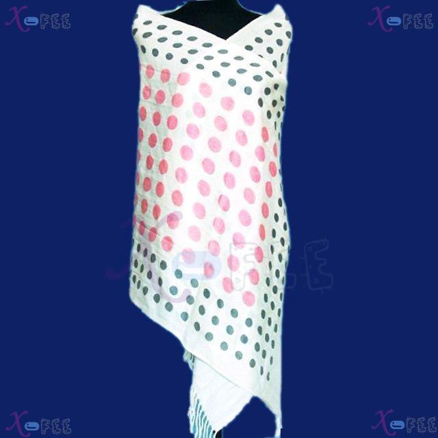 wjpj00552 New Soft Pink Gray White Dot Woman Accessory Twill Weave Winter Wrap Scarf Shawl 3