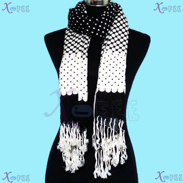 wjpj00556 Fashion White&Black Dots Twill Weave High-Quality Winter Warm Wrap Scarf Shawl 1
