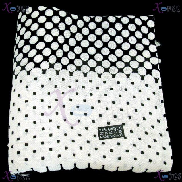 wjpj00556 Fashion White&Black Dots Twill Weave High-Quality Winter Warm Wrap Scarf Shawl 2