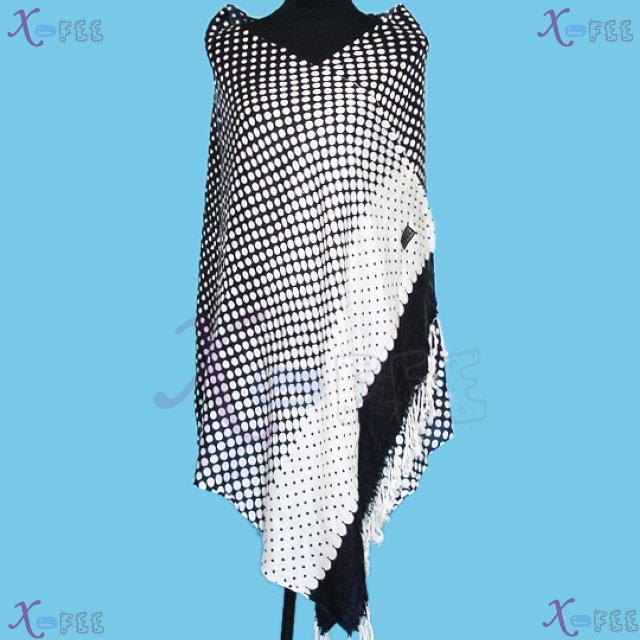 wjpj00556 Fashion White&Black Dots Twill Weave High-Quality Winter Warm Wrap Scarf Shawl 3
