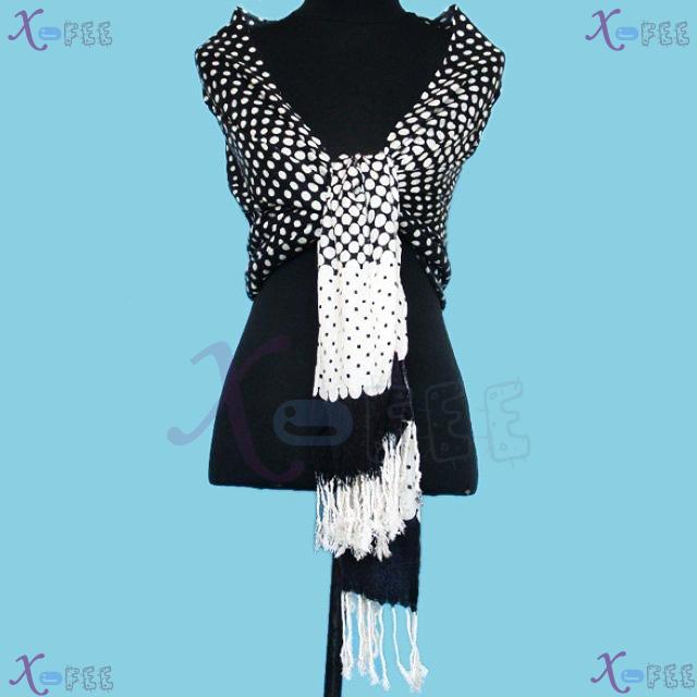 wjpj00556 Fashion White&Black Dots Twill Weave High-Quality Winter Warm Wrap Scarf Shawl 4