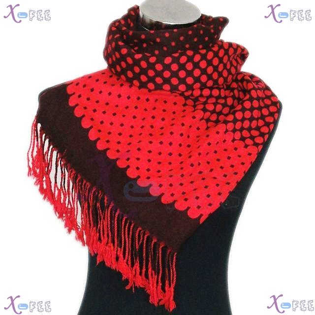 wjpj00557 Black Red Dots Woman Accessory Twill Weave High-Quality Winter Wrap Scarf Shawl 1