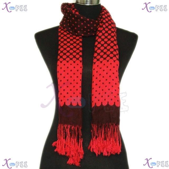 wjpj00557 Black Red Dots Woman Accessory Twill Weave High-Quality Winter Wrap Scarf Shawl 2