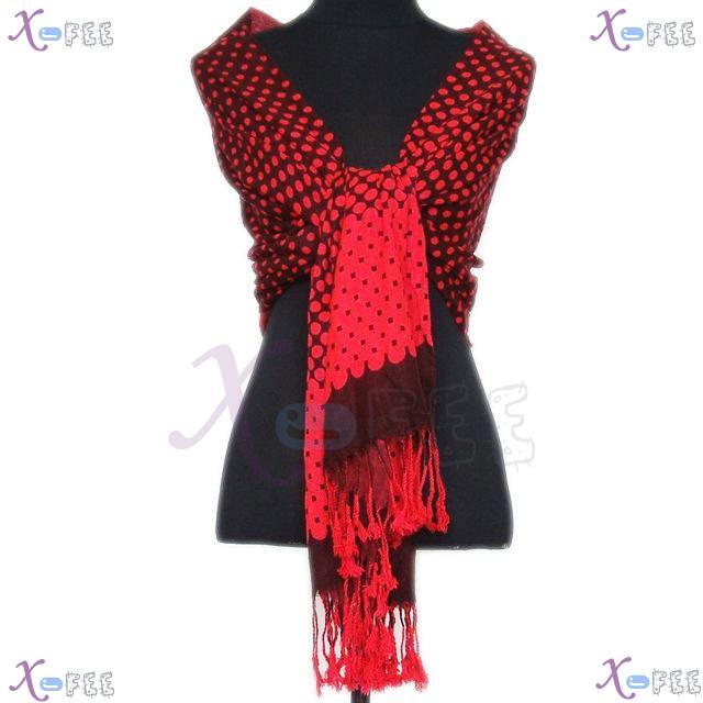 wjpj00557 Black Red Dots Woman Accessory Twill Weave High-Quality Winter Wrap Scarf Shawl 4