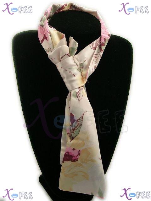 xfj00089 New Beige Woman Accessory Magic Silk Flower Versatile Neckerchief Wrap Scarf 3