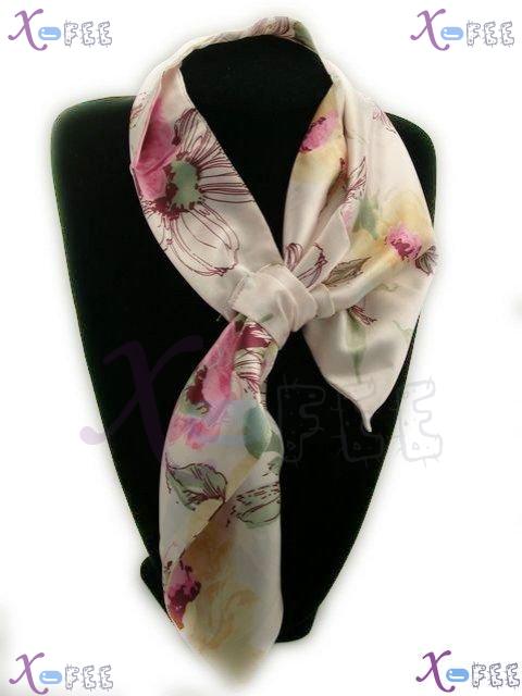 xfj00089 New Beige Woman Accessory Magic Silk Flower Versatile Neckerchief Wrap Scarf 4
