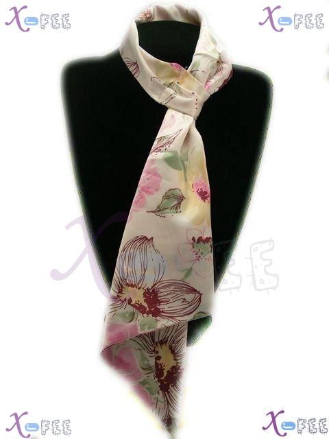xfj00089 New Beige Woman Accessory Magic Silk Flower Versatile Neckerchief Wrap Scarf 6