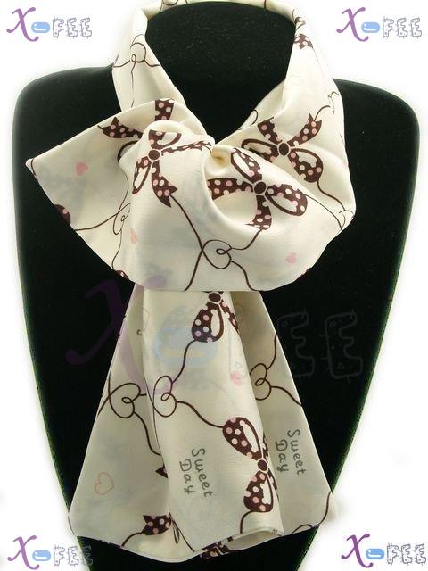 xfj00091 New Beige Woman Accessory Magic Silk Bowknot Versital Neckerchief Scarf Wrap 3