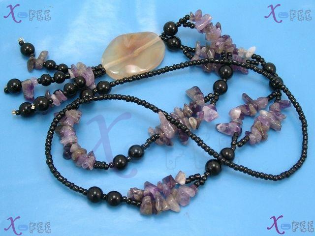 xl00511 Bohemia Collection Fashion Jewelry Ornament Beige Onyx Agate Amethyst Necklace 2