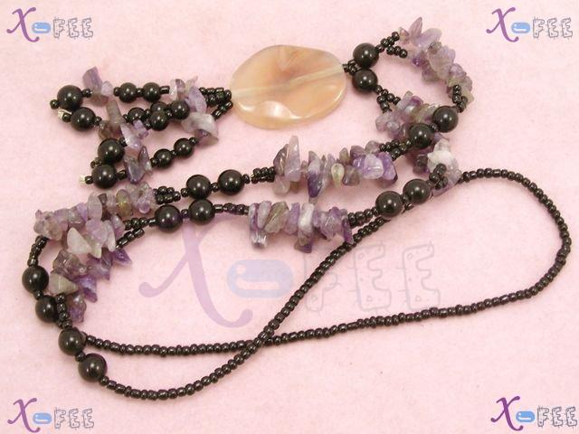 xl00511 Bohemia Collection Fashion Jewelry Ornament Beige Onyx Agate Amethyst Necklace 3