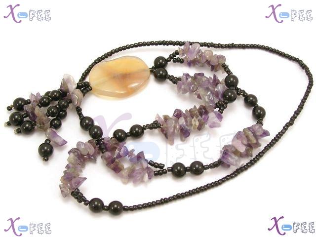 xl00511 Bohemia Collection Fashion Jewelry Ornament Beige Onyx Agate Amethyst Necklace 4